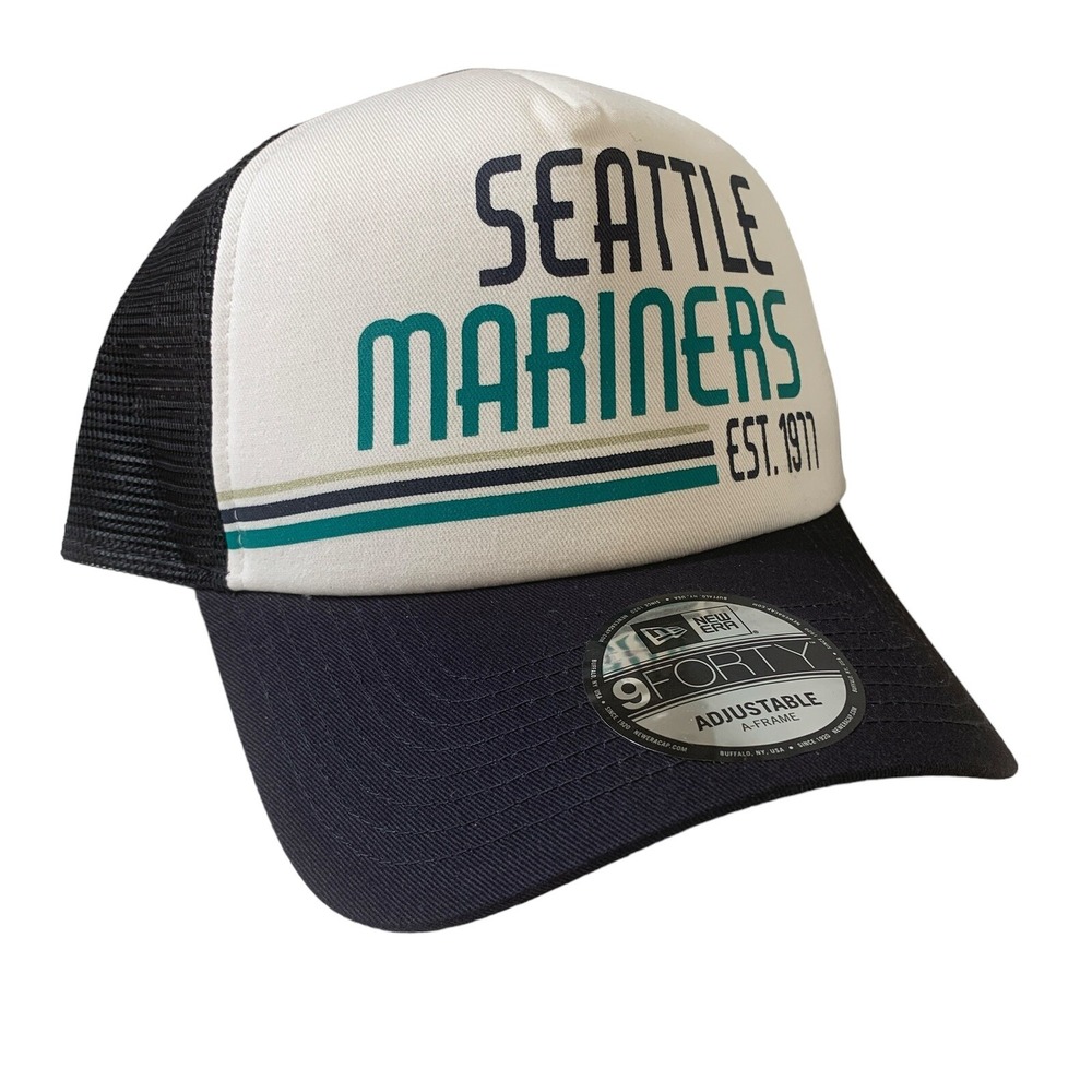 New Era Seattle Mariners 9FORTY Blue Adjustable A-Frame Snapback Hat Cap OSFM
